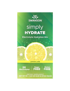 Swanson, Simply Hydrate, Electrolyte Hydration Mix, Lemon-Lime, 30 Stick Packs, 0.21 oz (5.92 g) Each Swanson, Simply Hydrate, Electrolyte Hydration Mix, Lemon-Lime, 30 Stick Packs, 0.21 oz (5.92 g) Each