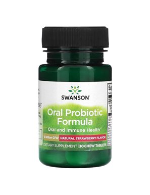 Swanson, Oral Probiotic Formula - Natural Strawberry, 3 Billion CFU, 30 Chewable Tablets