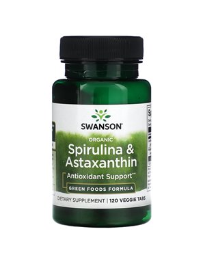 Swanson, Bio-Spirulina und Astaxanthin, 120 vegetarische Tabletten Swanson, Bio-Spirulina und Astaxanthin, 120 vegetarische Tabletten