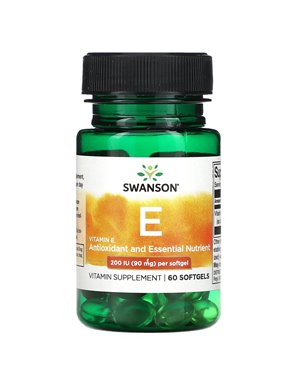 Swanson, Vitamin E, 90 mg (200 IU), 60 Softgels Swanson, Vitamin E, 90 mg (200 IU), 60 Softgels