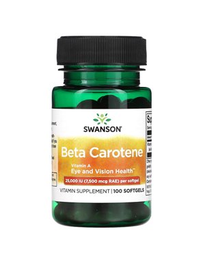 Swanson, Beta-Karoten, 25,000 IU (7,500 mcg RAE), 100 Softgelsów