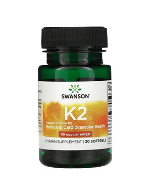 Swanson, Naturalna Witamina K2, 50 mcg, 30 Softgeli