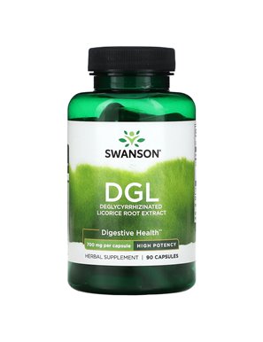 Swanson, DGL, Wysokiej Potencji, 700 mg, 90 Kapsułek
