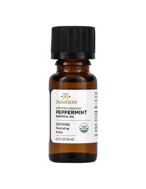 Swanson, Certified Organic Peppermint Essential Oil, 0.5 fl oz (15 ml)