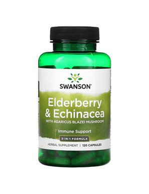Swanson, Blueberry & Echinacea with Agaricus Blazei Mushroom, 120 Capsules Swanson, Blueberry & Echinacea with Agaricus Blazei Mushroom, 120 Capsules