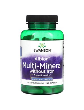 Swanson, Albion, Multimineral ohne Eisen, 120 Kapseln Swanson, Albion, Multimineral ohne Eisen, 120 Kapseln