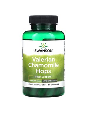 Swanson, Walerianka, Kminek, Chmiel, Standaryzowany, 60 Kapsułek Swanson, Walerianka, Kminek, Chmiel, Standaryzowany, 60 Kapsułek