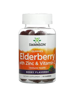 Swanson, Elderberry with Zinc & Vitamin C, Blueberry, 60 gummies