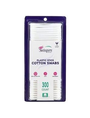 Swisspers, Plastic Cotton Sticks, 300 Pieces