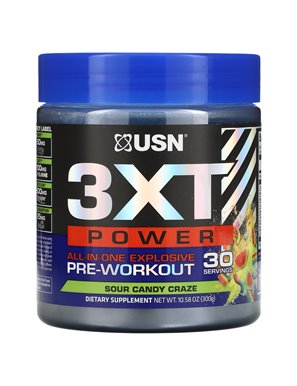 USN, 3XT Power, All-in-One Explosive Pre-Workout, säuerliches Süßemuster, 10,58 oz (300 g) USN, 3XT Power, All-in-One Explosive Pre-Workout, säuerliches Süßemuster, 10,58 oz (300 g)