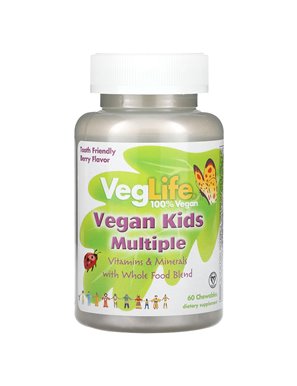 VegLife, Vegan Kids Multiple, Berry Flavor, 60 Chewables