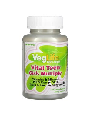 VegLife, Vital Teen Girls Wieloskładnikowe, 60 Wegańskich Kapsułek