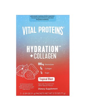 Vital Proteins, Hydration + Collagen, Tropical Blast, 7 Packets, 0.39 oz (11 g) Each Vital Proteins, Hydration + Collagen, Tropical Blast, 7 Packets, 0.39 oz (11 g) Each