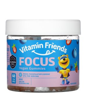 Vitamin Friends, Focus Wegańskie Gummies, Owoce, 60 Gummies z Ekstraktu z Żelatyny