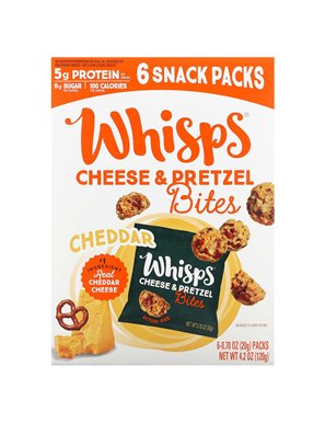 Whisps, Cheese & Pretezel Bites, Cheddar, 6 Packs, 0.70 oz (20 g) Each Whisps, Cheese & Pretezel Bites, Cheddar, 6 Packs, 0.70 oz (20 g) Each