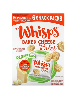 Whisps, Baked Cheese Bites, Parmesan, 6 Snack Packs, 0.63 oz (18 g) Each