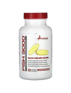 Metabolic Nutrition, Fish 3000, ultra-cold-pressed purified fish oil, 3000 mg, 90 softgels (1000 mg per softgel) Metabolic Nutrition, Fish 3000, ultra-cold-pressed purified fish oil, 3000 mg, 90 softgels (1000 mg per softgel)