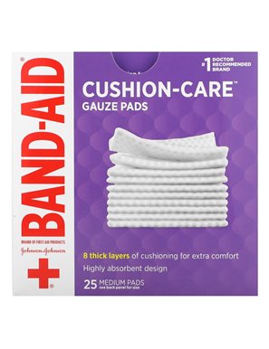 Band Aid, Cushion-Care, Gauze Pads, 25 Medium Pads