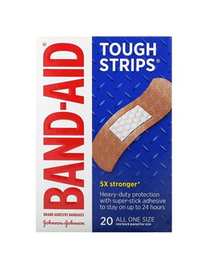 Band Aid, Adhesive Bandages, Tough Strips, 20 Bandages Band Aid, Adhesive Bandages, Tough Strips, 20 Bandages