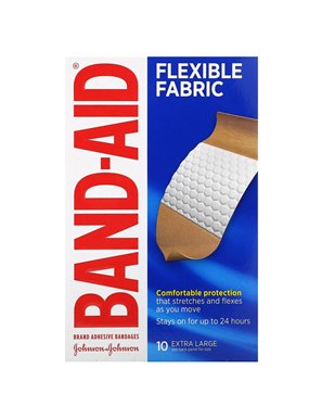 Band Aid, Adhesive Bandages, Flexible Fabric, Extra Large, 10 Bandages