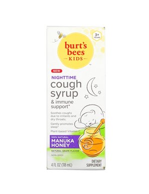 Burt's Bees, For Kids, Cough Syrup & Immune Support, Nighttime, 3+ Years, Natural Currant, 4 fl oz (118 ml) Burt's Bees, For Kids, Cough Syrup & Immune Support, Nighttime, 3+ Years, Natural Currant, 4 fl oz (118 ml)