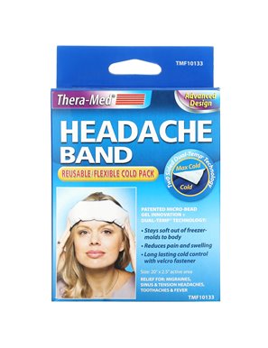 Carex, TheraMed, Kopfschmerzband, wiederverwendbare/flexible Kältepackung, 1 Packung, Größe 20" x 2,5"