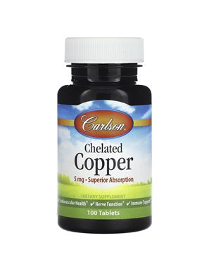 Carlson, Chelat-Kupfer, 5 mg, 100 Tabletten Carlson, Chelat-Kupfer, 5 mg, 100 Tabletten