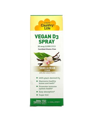 Country Life, Vitamin D3-Spray, Vanilleextrakt, 50 mcg (2.000 IE), 150 einnehmbare Sprays, 0,81 fl oz (24 ml) Country Life, Vitamin D3-Spray, Vanilleextrakt, 50 mcg (2.000 IE), 150 einnehmbare Sprays, 0,81 fl oz (24 ml)