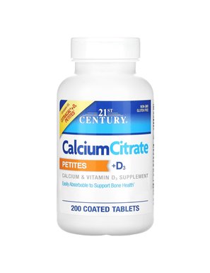21st Century, Petites Calcium Citrate + D3, 200 Film-Coated Tablets 21st Century, Petites Calcium Citrate + D3, 200 Film-Coated Tablets