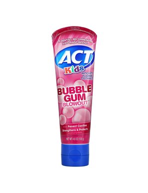 Act, For Kids, Fluoride Toothpaste Anti-Cavity, Bubble Gum Blowout, 4.6 oz (130 g) Act, For Kids, Fluoride Toothpaste Anti-Cavity, Bubble Gum Blowout, 4.6 oz (130 g)
