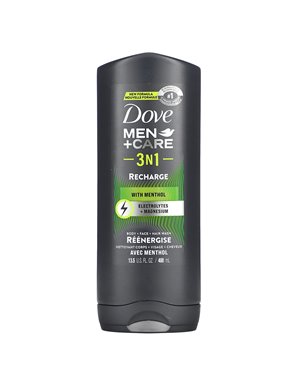 Dove, Men+Care 3 n 1, Body + Face + Hair Wash with Menthol, Recharge, 13.5 oz (400 ml) Dove, Men+Care 3 n 1, Body + Face + Hair Wash with Menthol, Recharge, 13.5 oz (400 ml)