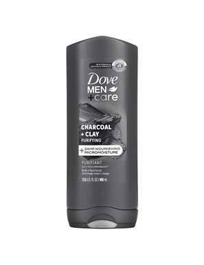 Dove, Men+Care, Oczyszczający, Peeling do Ciała i Twarzy, Węgiel + Glina, 13,5 uncji (400 ml)