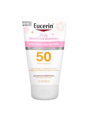 Eucerin, Dla Dzieci, Delikatny Balsam Przeciwsłoneczny Mineralny, SPF 50, Bezzapachowy, 4 uncje fl (118 ml)
