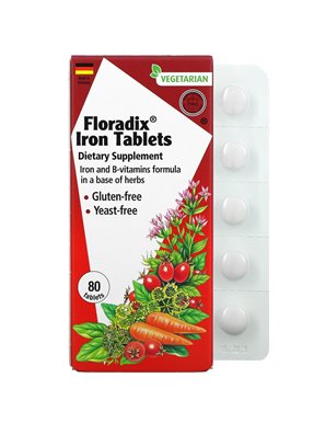 Gaia Herbs, Floradix, Tabletki Żelazne, 80 Tabletek