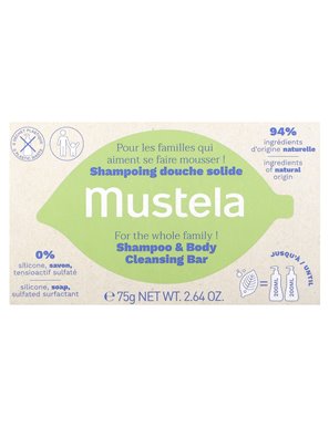 Mustela, Szampon i Żel do Mycia Ciała, Niezapachowy, 2.64 uncji (75 g)