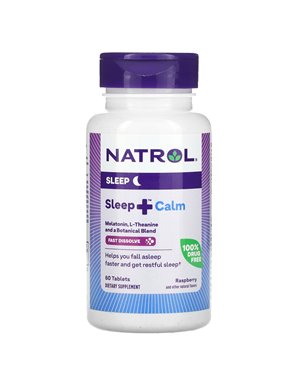 Natrol, Sleep + Calm, Raspberry, 60 Tablets Natrol, Sleep + Calm, Raspberry, 60 Tablets