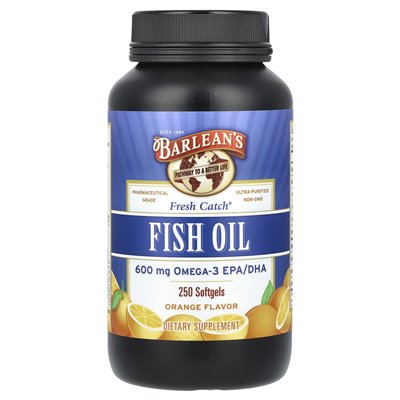 Barlean, Frischfang, Fischöl, Omega-3 EPA/DHA, Orange, 600 mg, 250 Softgels (300 mg pro Softgel)