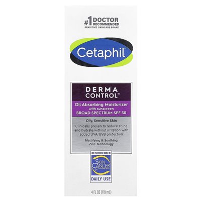 Cetaphil, Derma Control ™, krem ​​nawilżający olej, SPF 30, 4 Fl Oz (118 ml)