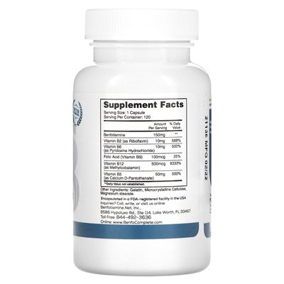 Benfotiamine Inc., Multi-B benfotiamina neuropatia wspierająca wzór, 150 mg, 120 kapsułek