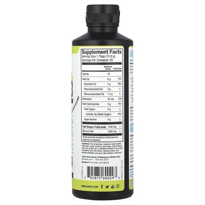 Barlean, naprawdę pyszny, olej rybny omega-3, cytrusowy sorbet, 1500 mg, 16 uncji (454 g)