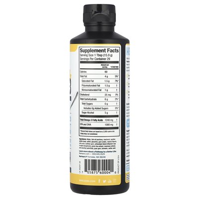 Barlean's, naprawdę pyszne, omega-3 z rybnego oleju, cytrynowy krem, 16 uncji (454 g)