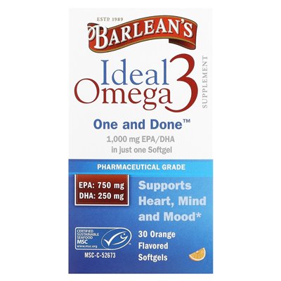 Barlean's, Idealny Omega 3, Cytrynowy, 30 Softgeli Barlean's, Idealny Omega 3, Cytrynowy, 30 Softgeli