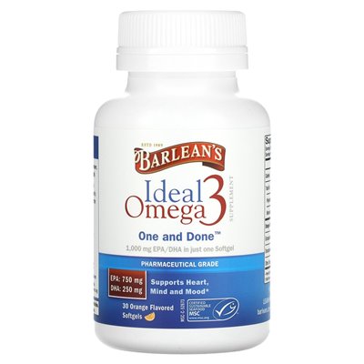 Barlean's, Idealny Omega 3, Cytrynowy, 30 Softgeli Barlean's, Idealny Omega 3, Cytrynowy, 30 Softgeli
