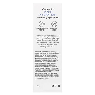 Cetaphil, głębokie nawodnienie, odświeżająca surowica oczu, bez zapachu, 0,5 fl oz (15 ml) Cetaphil, głębokie nawodnienie, odświeżająca surowica oczu, bez zapachu, 0,5 fl oz (15 ml)