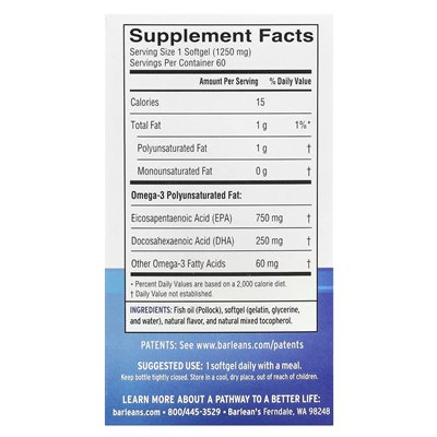 Barlean, Perfect Omega 3, Orange, 60 weiche