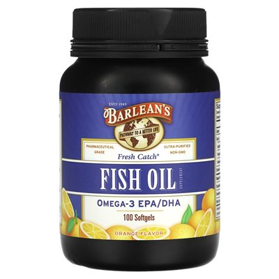 Barlean, Fresh Hook, Fischöl-Ergänzung, Omega-3 EPA/DHA, Orange, 100 Soft
