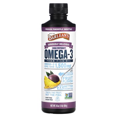 Barlean's, Really Delicious, Omega-3 Fish Oil, Pineapple Passion Smoothie, 16 oz (454 g)