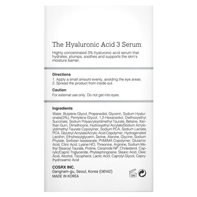 COSRX, Hyaluronic Acid Serum 3, 0.67 fl.Oz.(20 ml)