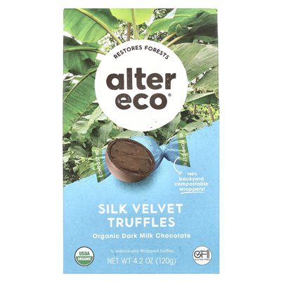 Alter Eco, Bio-Zartbittermilchschokolade, Seidensamt-Trüffel, 10 einzeln verpackte Trüffel, 4,2 oz (120 g)