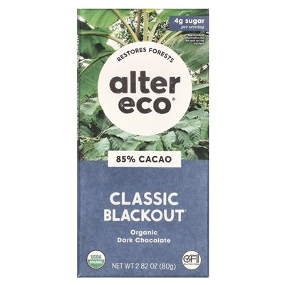 Alter Eco, Organic Dark Chocolate Bar, Classic Blackout, 85% kakao, 2,82 uncji (80 g)